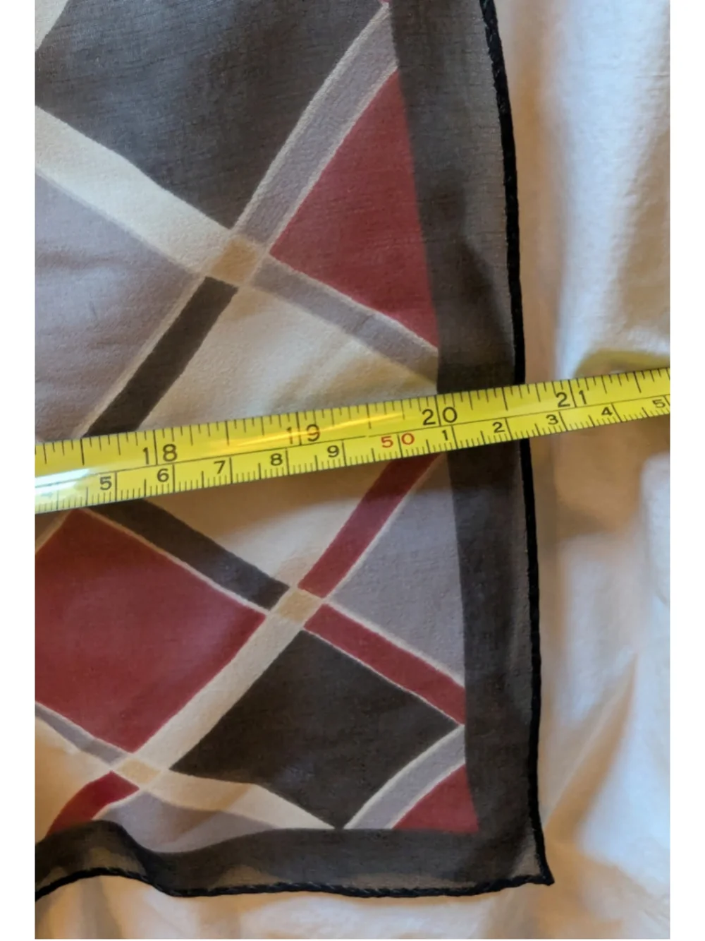 Women's Talbots Pure Silk Scarf Red Grey Cream, Black Argyle Pattern